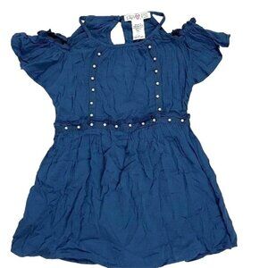 Kandy Kiss Girls Cold Shoulder Short Sleeve Shirt-Blue-Size Small-NWT